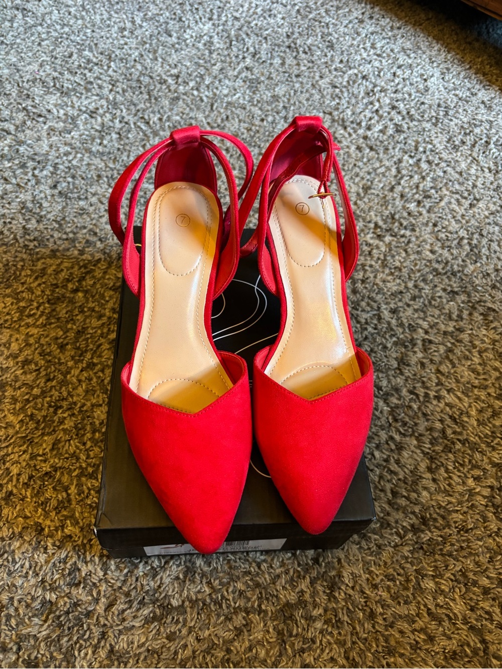 Red Women's Pointed-Toe Ankle Strap Pumps